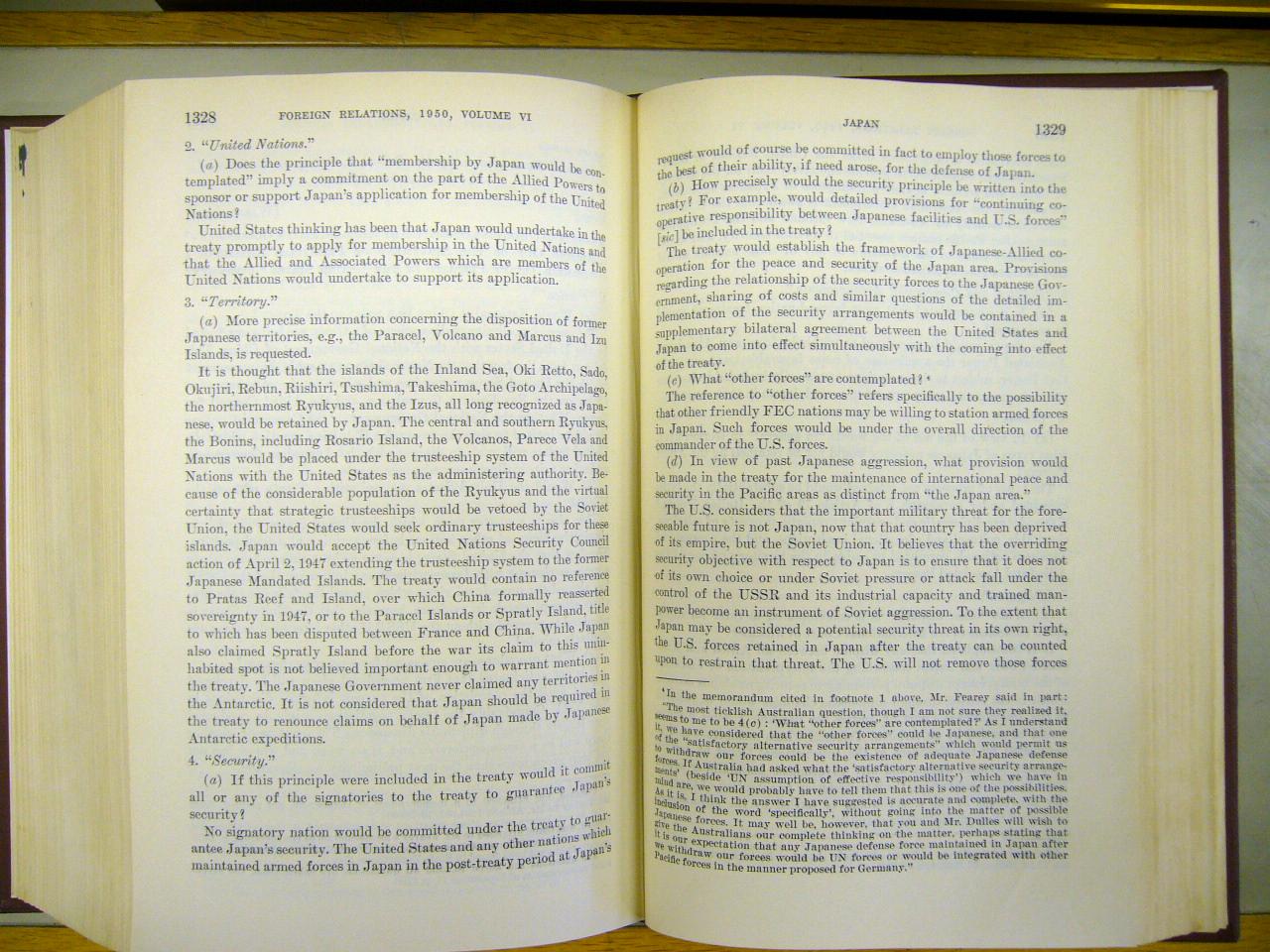 Robert A. Feary (Office of Northeast Asian Affairs) Memorandum of October 1950. This document was his answer to the British Commonwealth questions regarding the American draft version of the Peace Treay with Japan.